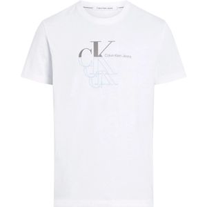 Calvin Klein Jeans, Tops, Heren, Wit, L, Katoen, Monogram Echo Heren T-Shirt Lente/Zomer