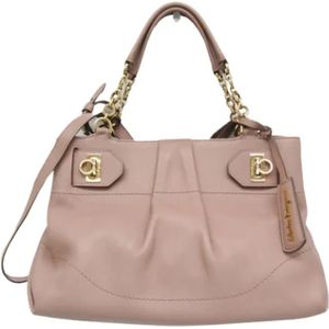 Salvatore Ferragamo Pre-owned, Pre-owned, Dames, Roze, ONE Size, Leer, Tweedehands leren schoudertassen