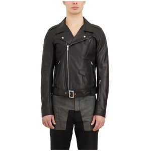 Rick Owens, Luke Stooges Leren Jas Zwart, Heren, Maat:L