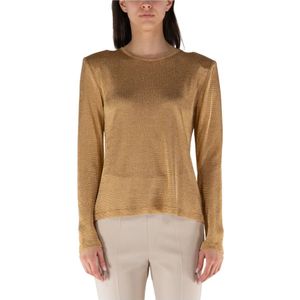 Tom Ford, Lange Mouw Ronde Hals T-Shirt Geel, Dames, Maat:S