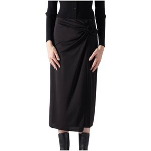 Max Mara Weekend, Rokken, Dames, Zwart, L, Gedrapeerde Midi Rok