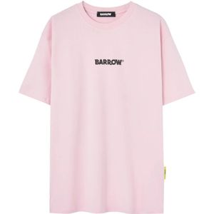 Barrow, Tops, Heren, Roze, M, Roze shirt met print op de rug