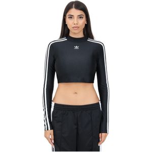 Adidas Originals, Tops, Dames, Zwart, S, Zwarte 3-Stripes Sporttop Vrouwen