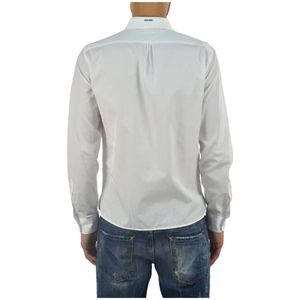 Dsquared2, Overhemden, Heren, Wit, S, Katoen, Elegante Witte Heren Logo Shirt Mod. S74Dl0649S36275961