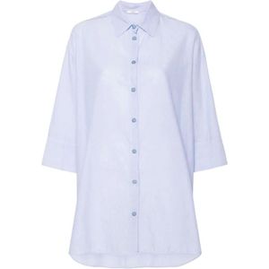 Peserico, Blouses & Shirts, Dames, Blauw, M, Katoen, Blauw-Wit Gestreept Katoenen Overhemd