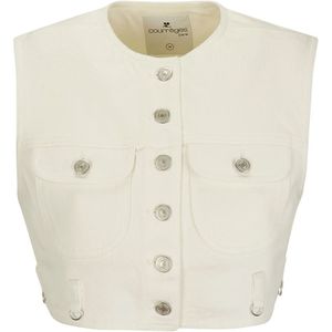 Courrèges, Witte Denim Cropped Vest Wit, Dames, Maat:S