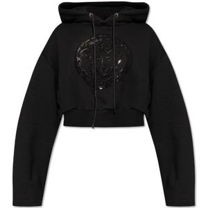 Versace, Sweatshirts & Hoodies, Dames, Zwart, XS, Pailletten, Pailletten hoodie