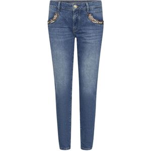 MOS Mosh, Jeans, Dames, Blauw, W24, Katoen, Blauwe Geborduurde Paillet Jeans