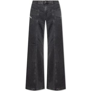 Diesel, Jeans, Dames, Zwart, W26 L32, Wijde Pijp Zwarte Jeans