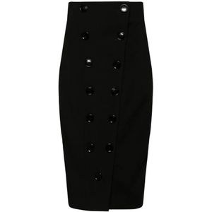 Alaïa, Zwarte Stretch Wollen Pencil Rok Zwart, Dames, Maat:M