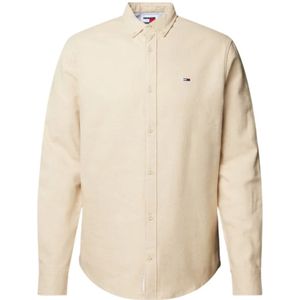 Tommy Hilfiger, Overhemden, Heren, Beige, M, Katoen, Flanellen Overhemd Regular Fit Button-Down Kraag