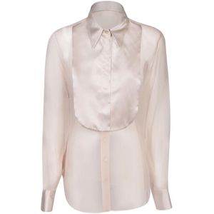 Brunello Cucinelli, Organza Shirt - Stijlvol en Elegant Roze, Dames, Maat:L