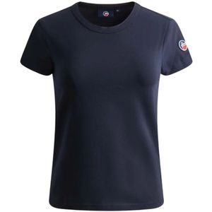 Fusalp, Tops, Dames, Blauw, S, Katoen, Marine Dames T-Shirt Lichtgewicht Katoen Ronde Hals Logo