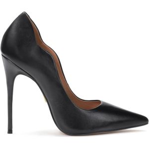 Kazar, Schoenen, Dames, Zwart, 38 1/2 EU, Leer, Zwarte golvende hoge hakken pumps