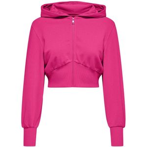 Only, Raspberry Rose Zip Hood Sweater Roze, Dames, Maat:110 CM