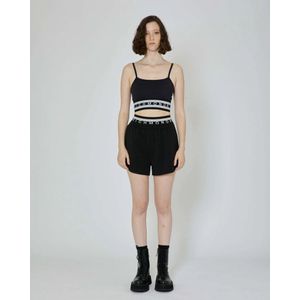 John Richmond, Tops, Dames, Zwart, XS, Nylon, Elastische Taille Crop Top Mouwloos