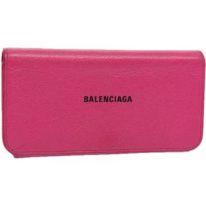 Balenciaga Vintage, Pre-owned, Dames, Roze, ONE Size, Leer, Tweedehands leren portemonnees