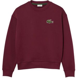 Lacoste, Sweatshirts & Hoodies, Heren, Rood, L, Katoen, Iconische Bordeaux Sweater Losse Pasvorm