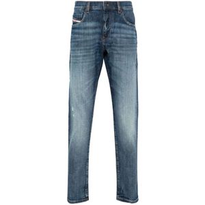 Diesel, Blauwe Gescheurde Slim Fit Jeans Blauw, Heren, Maat:W30