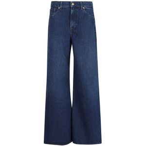 7 For All Mankind, Jeans, Dames, Blauw, W25, Katoen, Blauwe Wide Leg High-Waisted Jeans