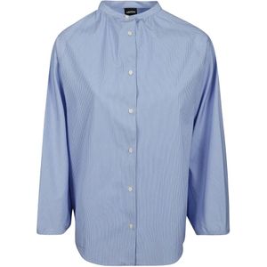 Aspesi, Blouses & Shirts, Dames, Blauw, S, Katoen, Lichtblauw Gestreept Katoenen Overhemd