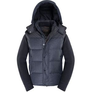 Moorer, Jassen, Heren, Blauw, XL, Wol, Hybrid Goose Down-Padded Bomber Jacket