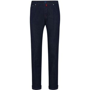 Kiton, Jeans, Heren, Blauw, W42, Katoen, Donkerblauwe Slim-Fit Jeans van Biologisch Katoen