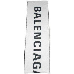 Balenciaga, Accessoires, Heren, Wit, ONE Size, Wol, Tweekleurige Macro Sjaal in Zwart en Wit