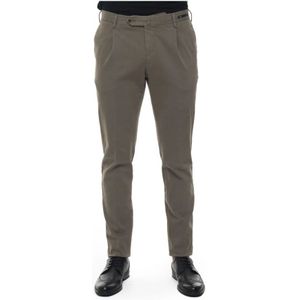 Pt01, Broeken, Heren, Beige, 2Xl, Katoen, Tegel Micro Print Skinny Fit Chino