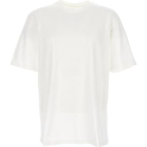 Jil Sander, Tops, Heren, Wit, L, Katoen, Dubbel Katoen en Stretch Mesh T-shirt