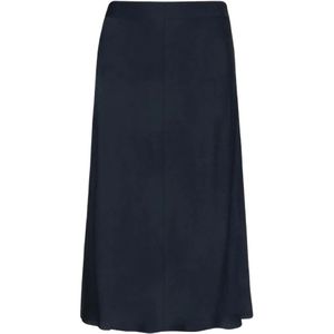 Tommy Hilfiger, Rokken, Dames, Blauw, M, Solide Midi Rok in Crepe Stijl