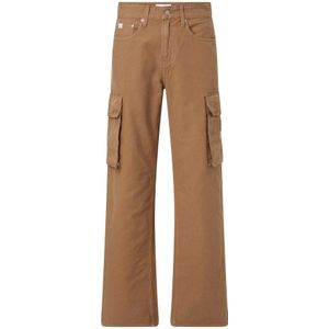 Calvin Klein Jeans, Broek Canvas Losse Cargo P Bruin, Heren, Maat:L