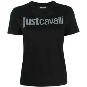 Just Cavalli, Tops, Dames, Zwart, L, Zwarte T-shirt en Polo Collectie