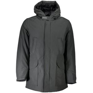 Woolrich, Jassen, Heren, Grijs, L, Heren Grijs Hoodie met Afneembare Bont Capuchon