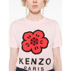 Kenzo, Tops, Dames, Roze, S, Katoen, Roze Bloemenprint T-shirt