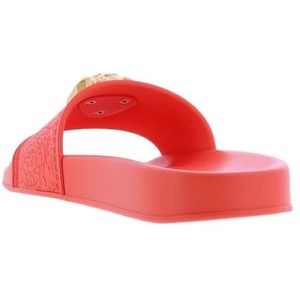 Versace, Schoenen, Dames, Rood, 40 EU, Dames Pool Slide Sandalen