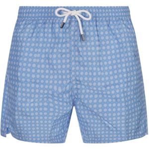 Fedeli, Badkleding, Heren, Veelkleurig, XL, Blauwe Zwembroek met Micro Bloemen Patroon