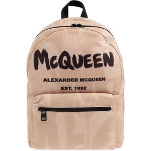 Alexander McQueen, Tassen, Heren, Beige, ONE Size, Metropolitan rugzak met logo