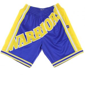 Mitchell & Ness, basketbalshorts manba groot gezicht uitgeblazen mode korte hardhout klassiekers golwar Blauw, Heren, Maat:L