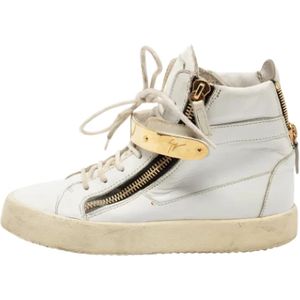 Giuseppe Zanotti Pre-owned, Pre-owned, Dames, Wit, 38 EU, Tweed, Pre-owned Leather sneakers
