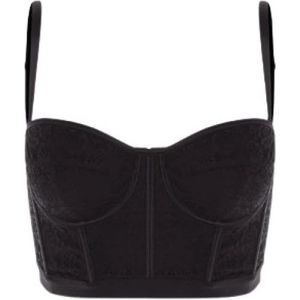 Del Core, Zwarte Kant Crop Top met Sweetheart Halslijn Zwart, Dames, Maat:L