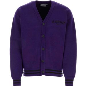 Carhartt Wip, Stretch Viscose Onyx Cardigan Paars, Heren, Maat:L