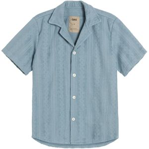Oas, Overhemden, Heren, Blauw, M, Katoen, Luxe Gestreept Terry Shirt