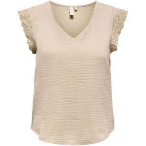 Only, Blouses & Shirts, Dames, Beige, L, Katoen, Biologisch Katoen Dames T-shirt Lente/Zomer Collectie