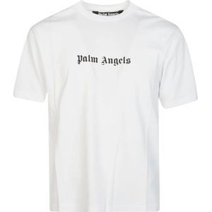 Palm Angels, Tops, Heren, Wit, L, Klassieke Logo T-shirt