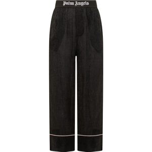 Palm Angels, Soiree Pyjama Broek Zwart, Dames, Maat:S