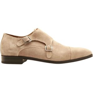 Van Bommel, Schoenen, Heren, Bruin, 43 EU, Suède, Lichtbruine Dubbele Monk Strap Schoen