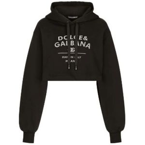 Dolce & Gabbana, Sweatshirts & Hoodies, Dames, Zwart, S, Logo Hoodie
