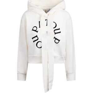 Patou, Logo-geborduurde katoenen hoodie Wit, Dames, Maat:S