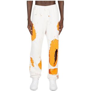 Liberal Youth Ministry, Retro-Futuristische Track Pants met Distressed Look Wit, Heren, Maat:L